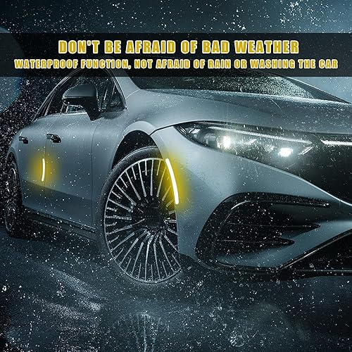 Miniatura 9 de Augeny 20 calcomanías reflectantes para ruedas de automóvil, calcomanías de advertencia de seguridad nocturna antiarañazos, calcomanías