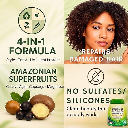 Miniatura 2 de Etniker Tiendaia Tratamiento capilar Mascarilla acondicionador profundo para el cabello con nuez de magdalena cacay acai cupuaçu y proteína para una