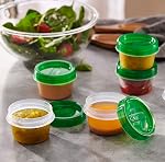 PLASTICPRO 6 Conteneurs de stockage alimentaire Twist Cap avec vis verte sur le couvercle- 4 oz Contenants de préparation de repas réutilisables - Petits contenants de congélateur Micro-ondes Safe Green stockage alimentaire en plastique