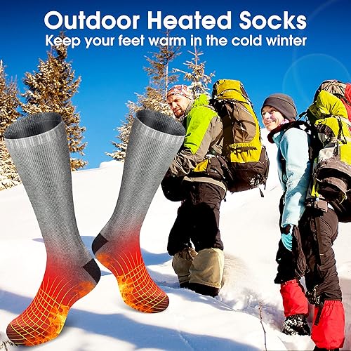 Miniatura 8 de Calcetines térmicos de primavera para hombres y mujeres, eléctricos recargables, calcetines térmicos de algodón cálido para equitación, camping,