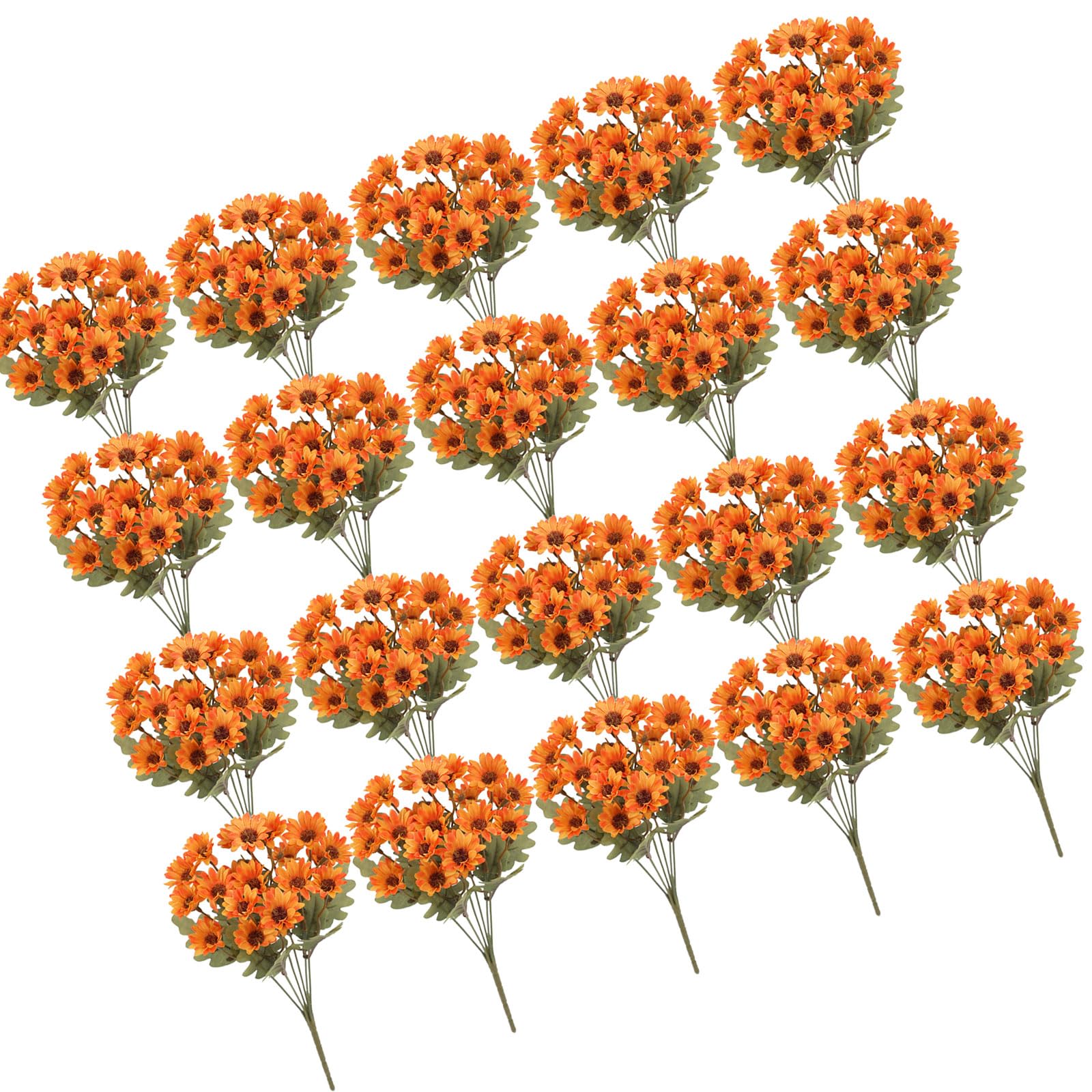 NMFLAB 25Pcs Realistic Flower Stems Waterproof Sunproof Artificial Camomile Flower for Wedding Bouquet Home Decoration Wedding Blossomy Arrangements
