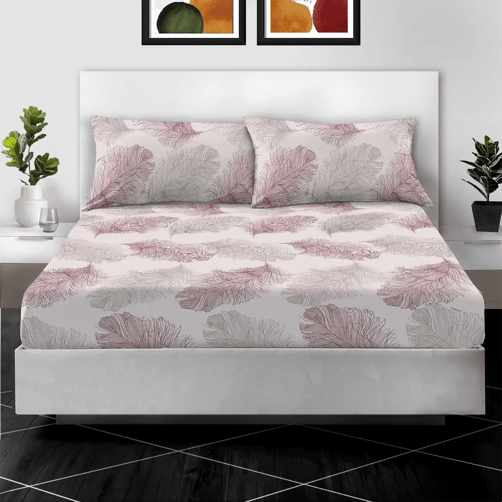 EverSoft Bedding 100% Egyptian Cotton Printed Fitted Sheet Single Size 400 Thread Count Print Single Bed Sheets for Single Mattress Floral 30cm Bedding Single Bed Cover – Single Size