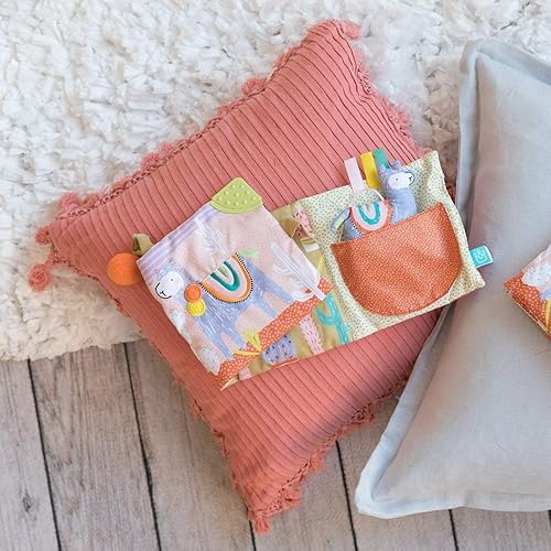 Miniatura 9 de Manhattan Toy Libro de actividades suave con tema de llama para bebés con chirriante, papel arrugado y espejo seguro para bebés