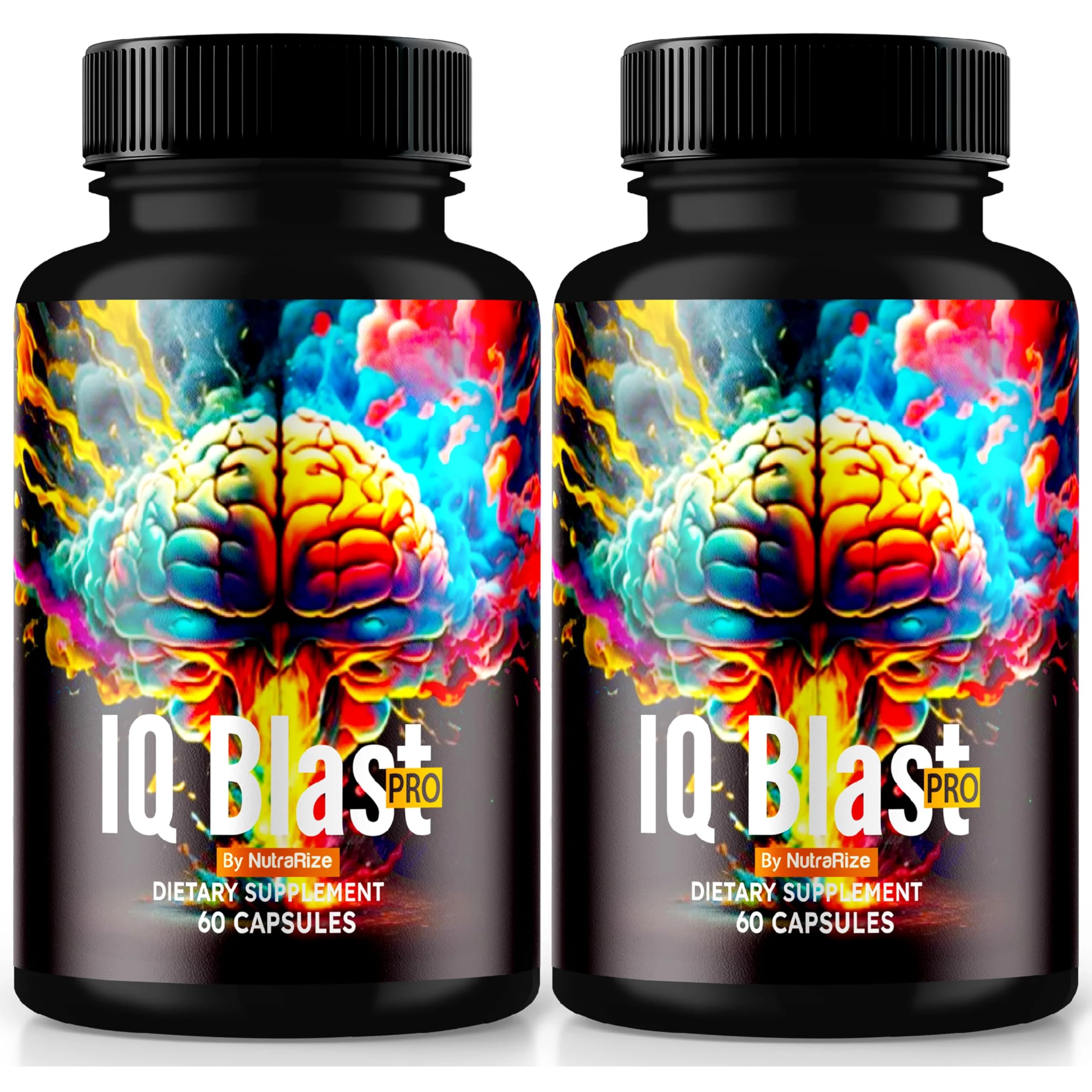 NutraRize (2 Pack) IQ Blast Pro – Daily Support Capsules with a Clean Formula for Focus, Alertness, and Sharpness | Easy-to-Take Pills for Everyday Wellness (120 Capsules)