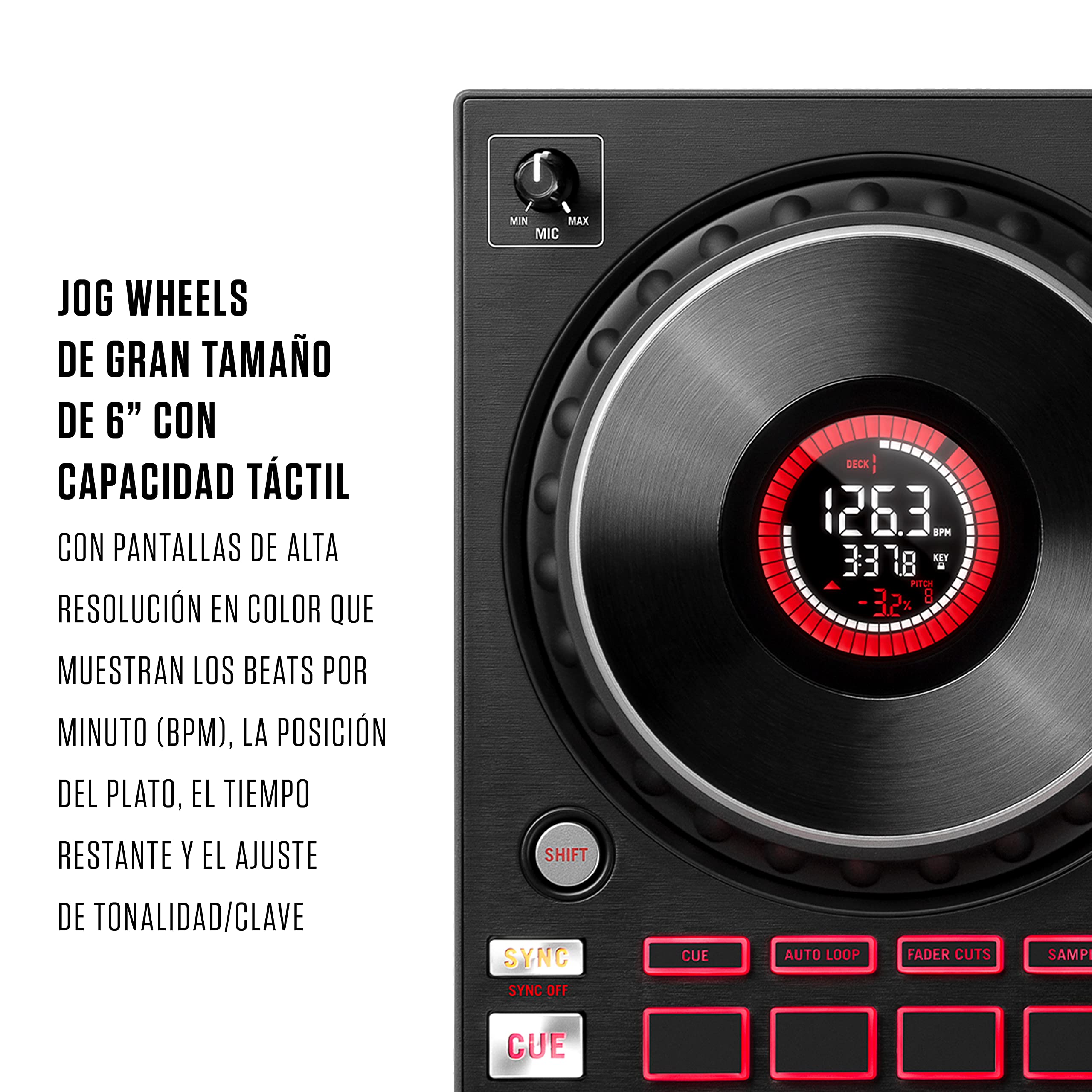 Numark Mixtrack Platinum FX + auriculares DJ HF175 – Controlador DJ de 4 secciones para Serato DJ con mezclador DJ e interfaz de audio + Auriculares de DJ Profesionales