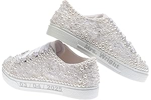 Personalized Bride Sneakers - Embellished with Graceful White Pearls