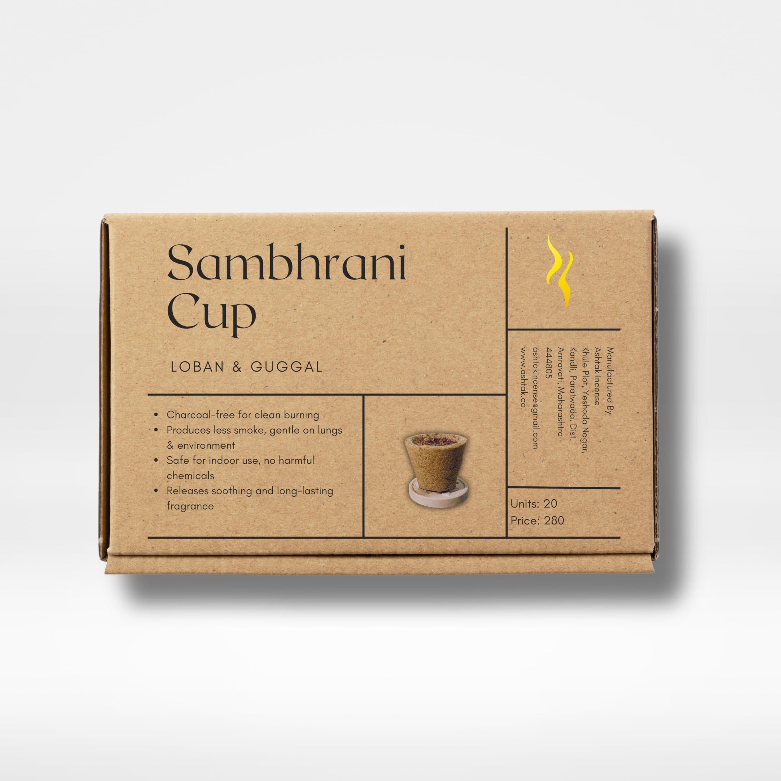 Ashtak Organic Sambhrani Cup with Loban & Guggle, Charcoal-Free Clean Burning, Indoor Safe Fragrance, Pack of 20-image-5