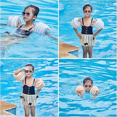 Miniatura 8 de 2-4 Pack Arm Floaties for Kids Adult - Vintage Striped Inflatable PVC Swimming Rings Pool Floats Arm Bands for Kids Adult Toddlers Children 3-5-6-12