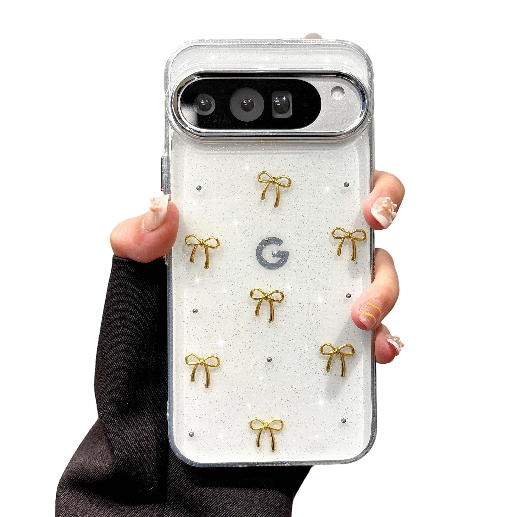Coque Google Pixel 9 Pro XL claire transparente étui brillant nœud 3D - 10