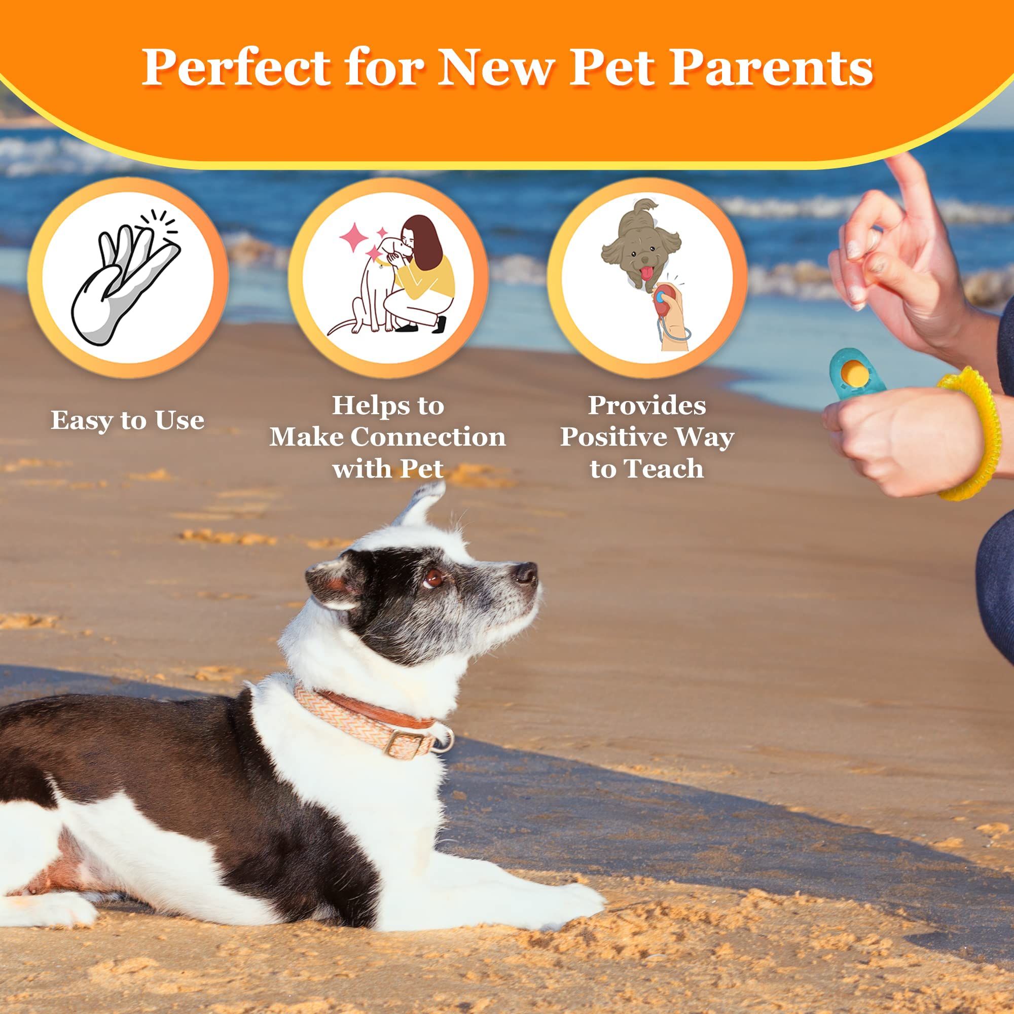 SunGrow 2-Pack Dog Clicker for Training with Wrist Bands, 2 Inches Multicolor, Pet Cat Dog Training Clickers & Behavior Support, Convenient and Effective Clicker Training Tools for Puppy or Cat - image 4