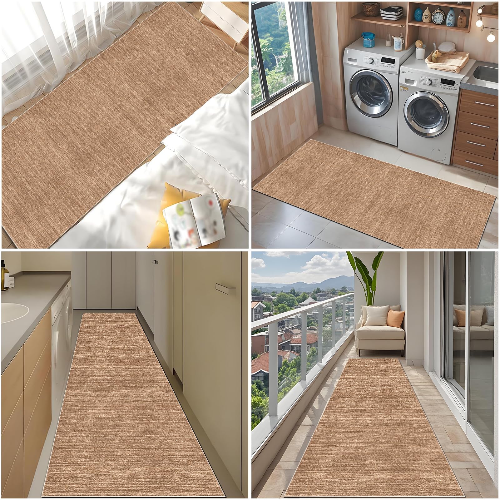 Tappeto Cucina Antiscivolo Lavabile 50 x 160 cm Lungo Passatoia Corridoio Assorbente, Tappeto Multiuso per Scendiletto per Cucina, Salotto, Camera da Letto Marrone