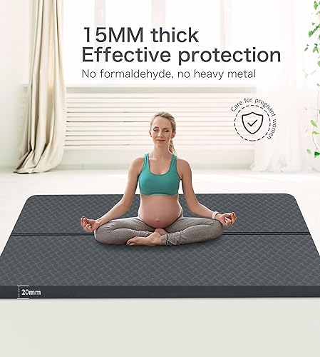 Miniatura 7 de nuveti Esterilla de ejercicio grande  0.591 in0.787 in1.181 in de grosor  Alfombrilla de entrenamiento para fitness, yoga, pilates, estiramiento y