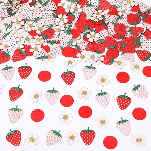 Balterever Decoraciones de fiesta de margaritas de fresa, confeti de margaritas de fresa para cumpleaños, baby shower, mesa de fiesta temática de