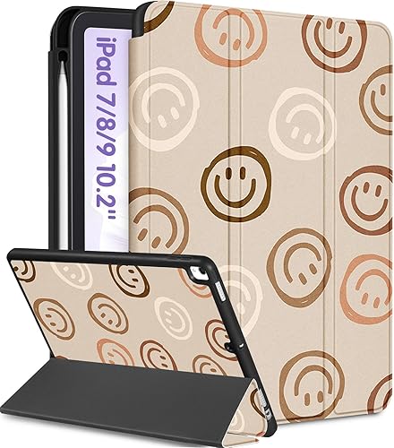 Miniatura 16 de Funda para iPad de 9ª/8ª/7ª Generación de 10.2 Pulgadas para Niñas Lindas Mujeres Folio Cubierta Inteligente con Soporte para Lápiz Libro de Horror