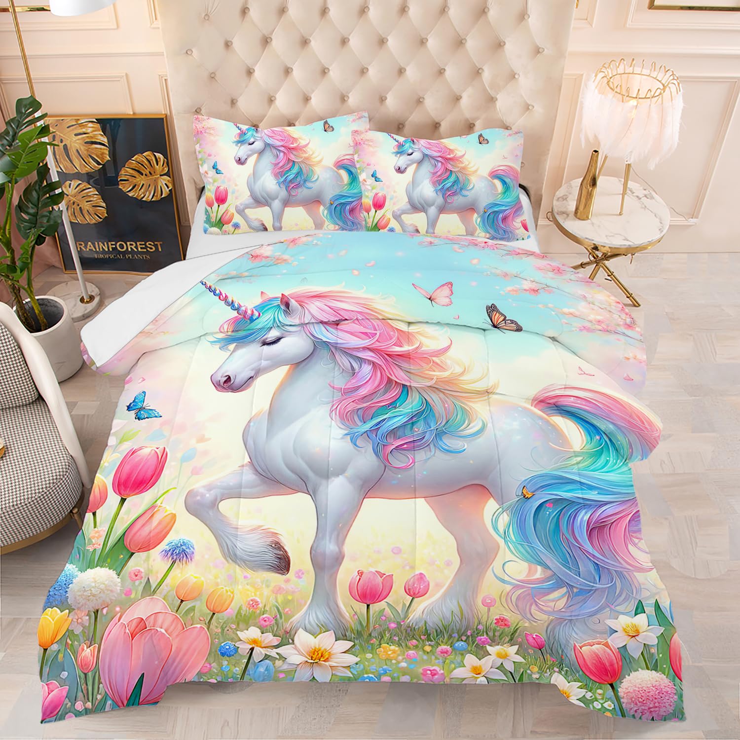 Piumino Letto Singolo Unicorno 200Gsm 4 Stagions Confortevole Trapunta - Piumone Matrimoniale Leggero Traspirante In Microfiber