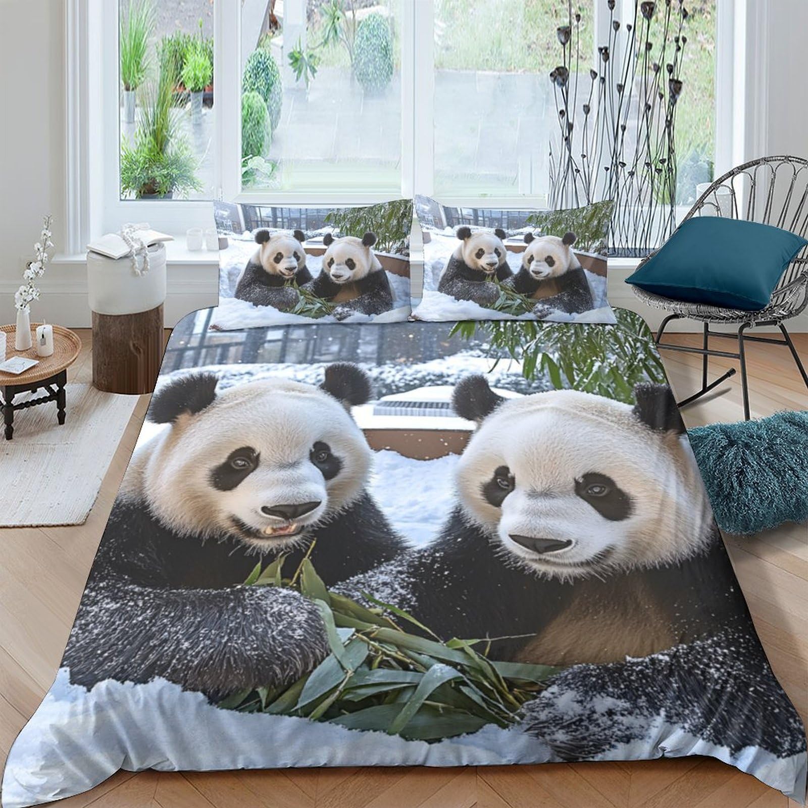 Ctjqhvkz Style-8 3D Printed Panda Bamboo Fitted Sheet Microfiber Soft Non-Slip Bed Sheet For Bedroom Dorm Mattress Decor Protection Single（135X200cm）