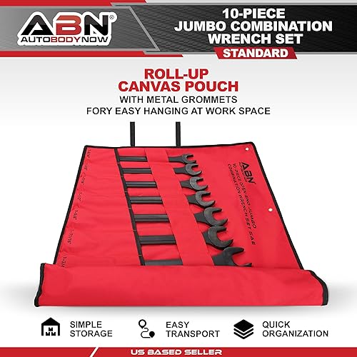 Miniatura 7 de ABN Juego de llaves combinadas grandes SAE de 1-516 a 2 pulgadas - Juego de llaves estándar de extremo abierto de 10 piezas