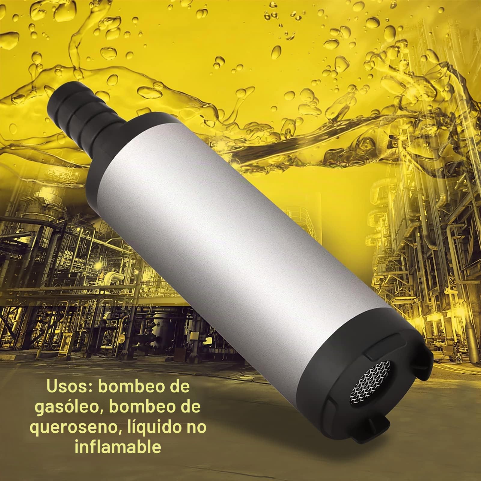 Bomba Diesel 12V 3.8Cm, Bomba de Transferencia de Aceite Combustible Agua Sumergible Portátil Mini para Tambor Sub, Accesorios de Reabastecimiento de Combustible Submersible