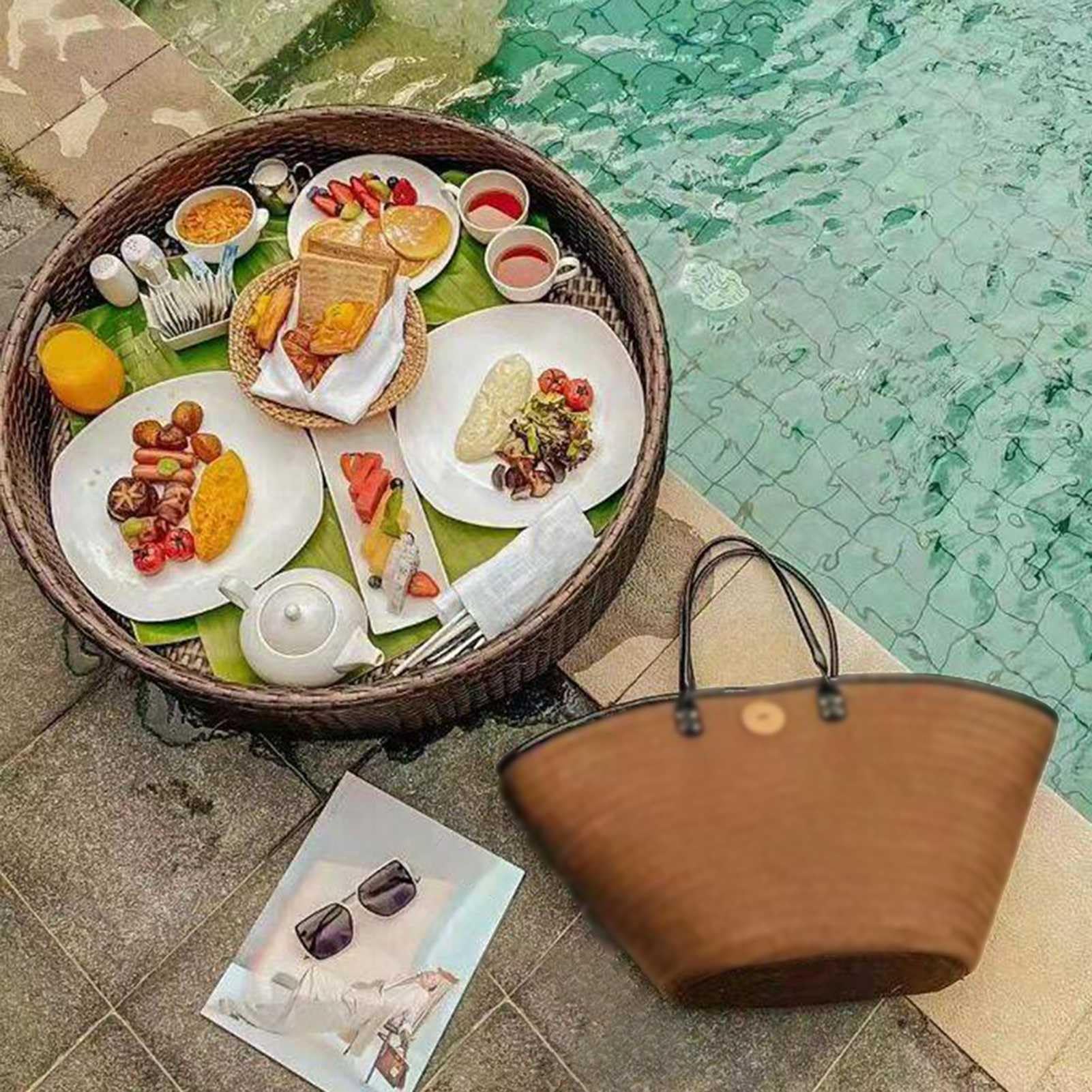 Swimming pool floating bar, Floating Tray(Brown,60CM)