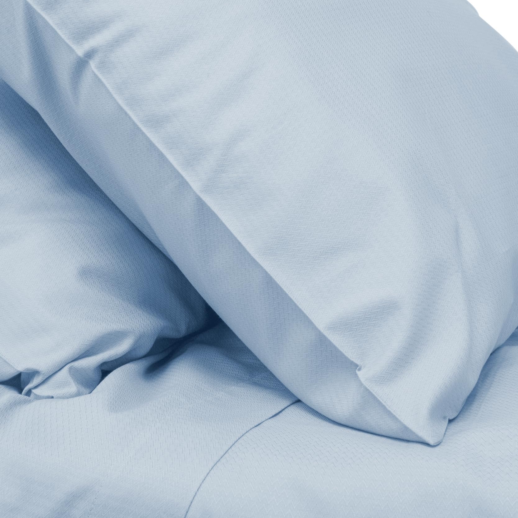 Ruggeri - Double Bed Sheet Set - Made in Italy - 100% Pure Cotton Satin - Candies Collection (Light Blue Zigzag) - Image 4