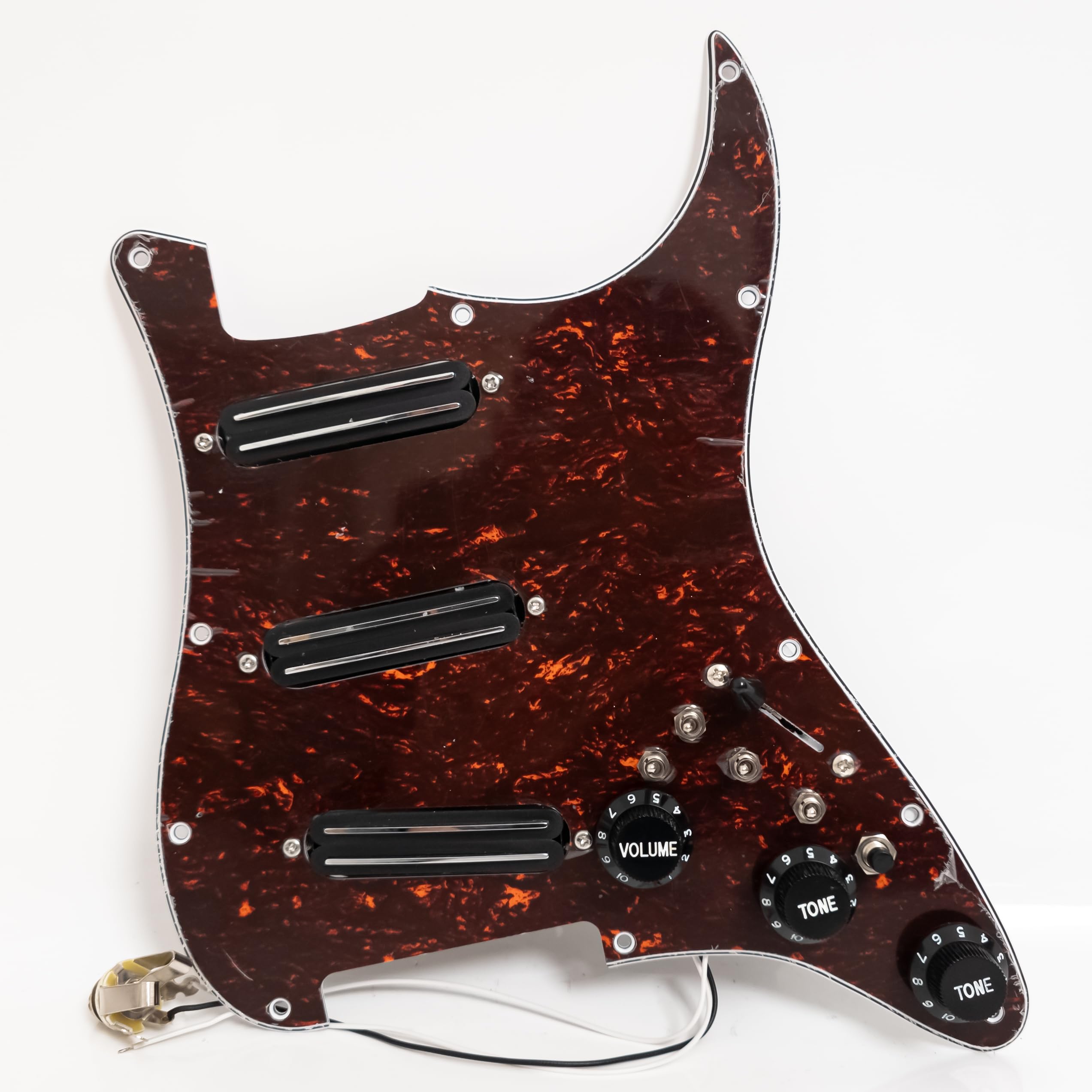 Juego de golpeadores cargados precableados para guitarra eléctrica Strat, mini pastillas Humbucker de triple riel doble, interruptores divididos de bobina, montaje completo de actualización