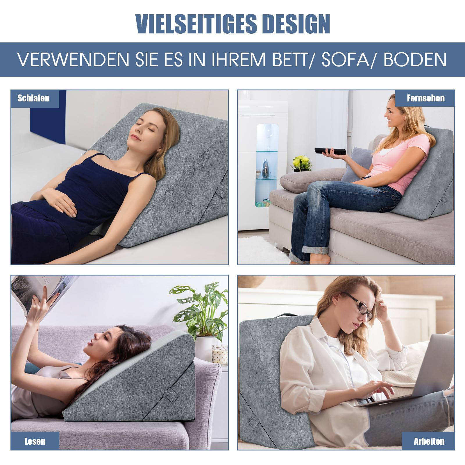 COSTWAY Poduszka klinowa, poduszka do czytania, poduszka pod plecy, poduszka na nogi, pianka memory foam, pokrowiec do prania, poduszka refluksowa dla dorosłych, ergonomiczna poduszka do siedzenia w