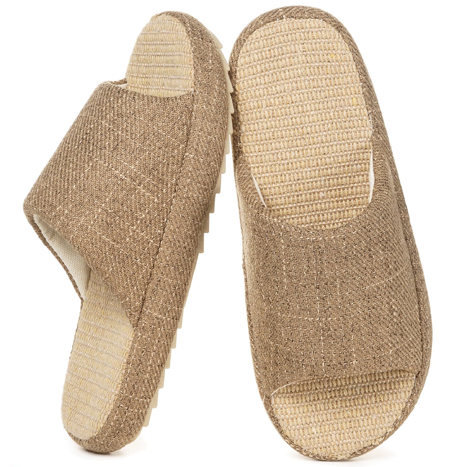 Eagsouni Leinen Hausschuhe Damen Bequem Pantoffeln Memory Foam Haus Schlafzimmer Cozy Flache Slide Slippers