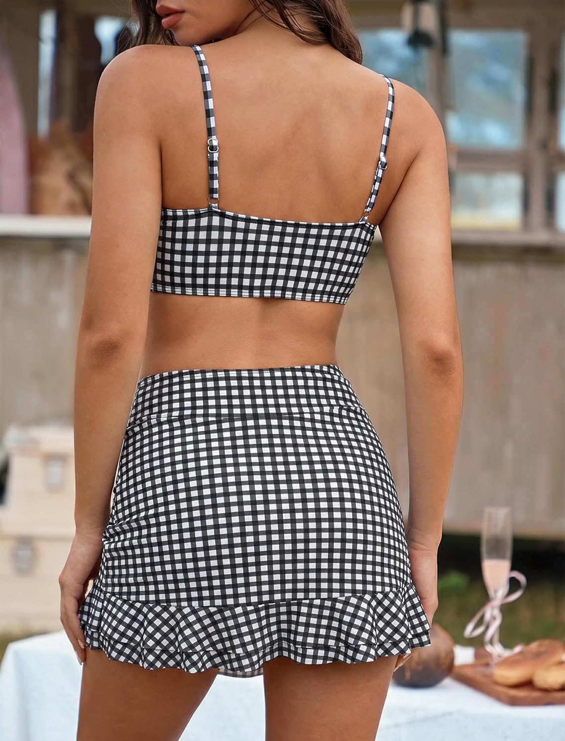 ZAFUL Women's High Waisted Bikini Sets Two Piece Swimsuit with Swim Skirt Tummy Control Bathing Suit String Swim Suits - Image 4