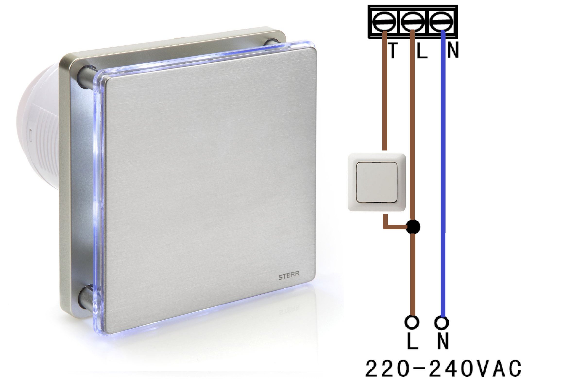 STERR Badkamerventilator LFS100-QZH 100 mm met