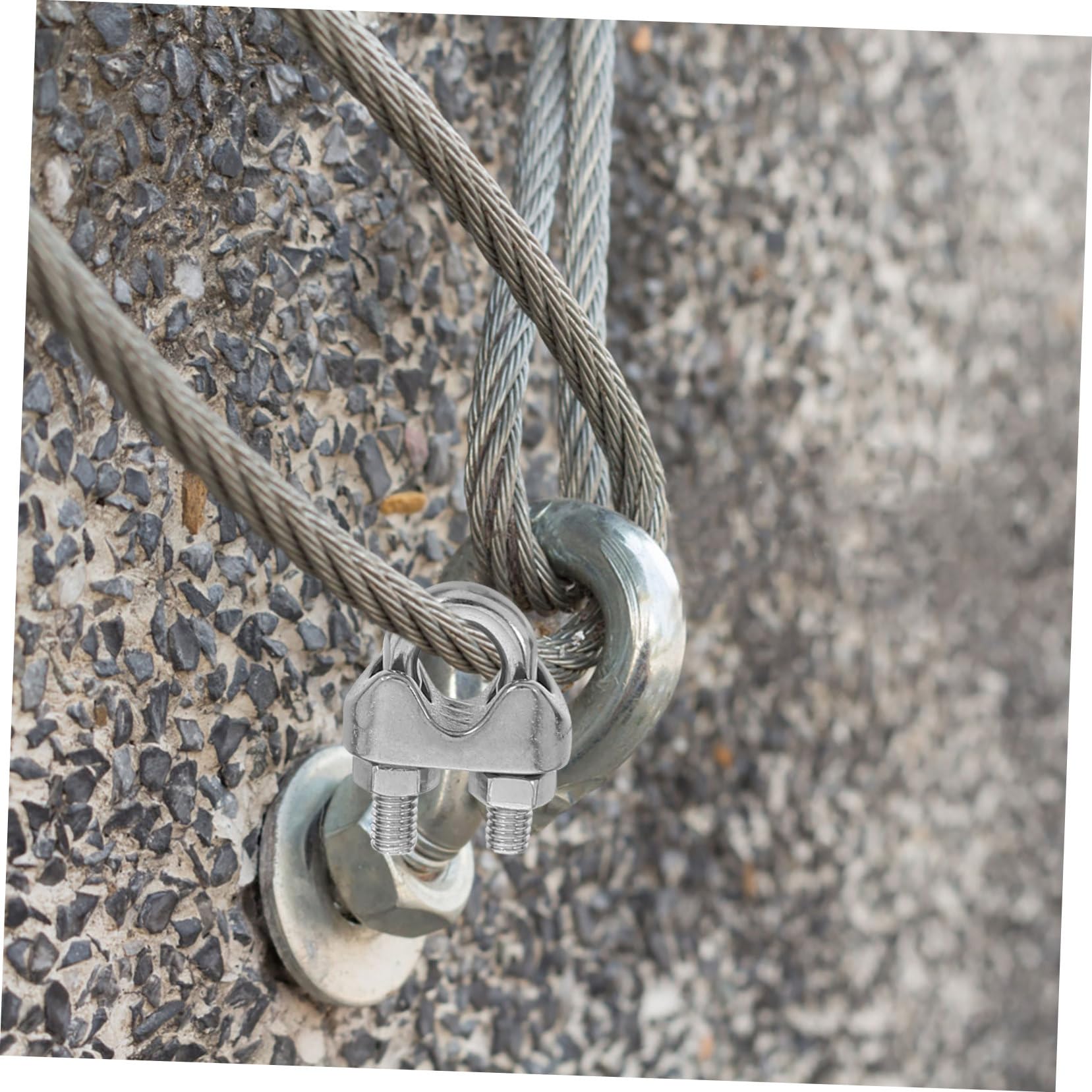 Gatuida 20piezas Abrazadera de Cable de Acero Inoxidable Forma Cuerda de Aparejo Abrazadera de Cable de Metal para Cableado de Remolques