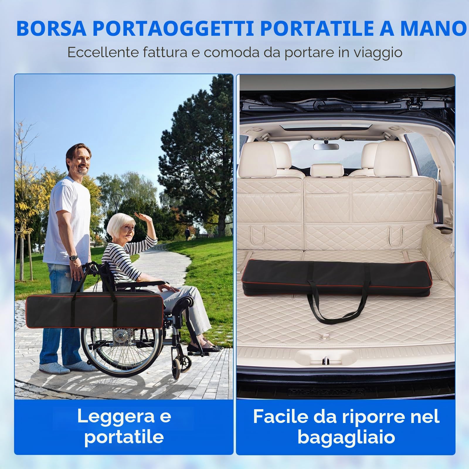 2PCS Rampa Telescopica per Sedia a Rotelle,Max 272 kg 76-122 cm Regolabile, in Alluminio, Antiscivolo, con Capacità di Carico Scale e Ostacoli, Passi in Casa Nella Borsa in tessuto