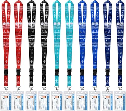 10 Pack Lanyards for ID Badges, Cruise Lanyard with Waterproof Holder for Ship Cards, Royal Caribbean, Carnival, NCL Cruise