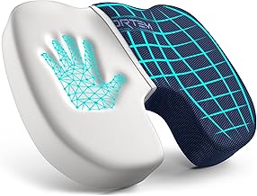 FORTEM Cojin Silla Oficina, Almohada En Forma De U, Cojín de Espuma Viscoelástica, Almohada Antideslizante para Sentarse en Gaming, Cojin Asiento Coche, Funda Lavable