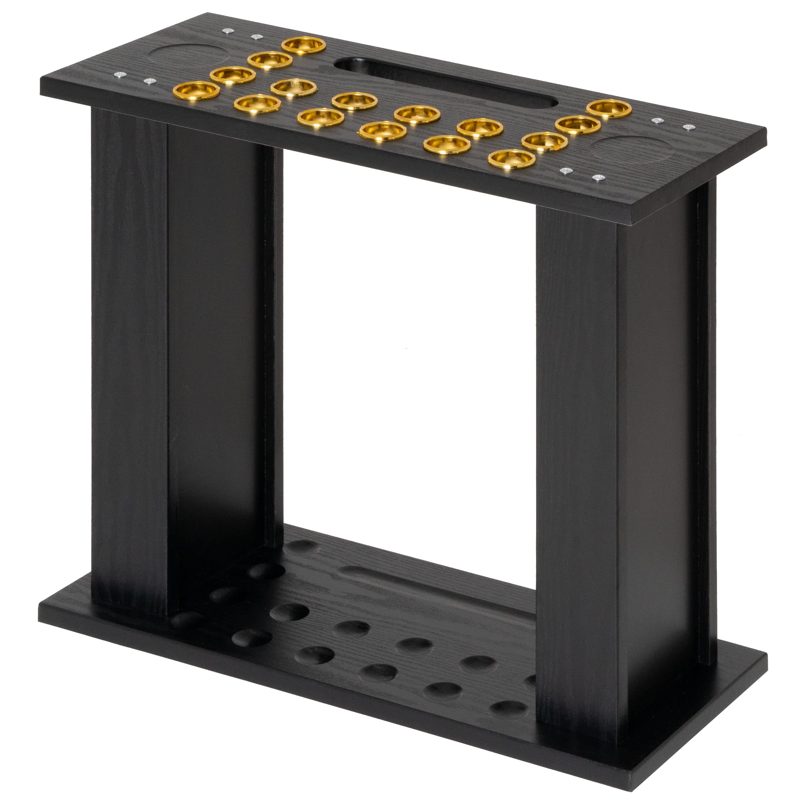 Nexos Trading Queueständer für 16 Cues Dreieck Billard Zubehör Snooker 60x55x25 cm Holz schwarz Billardqueue Halterung