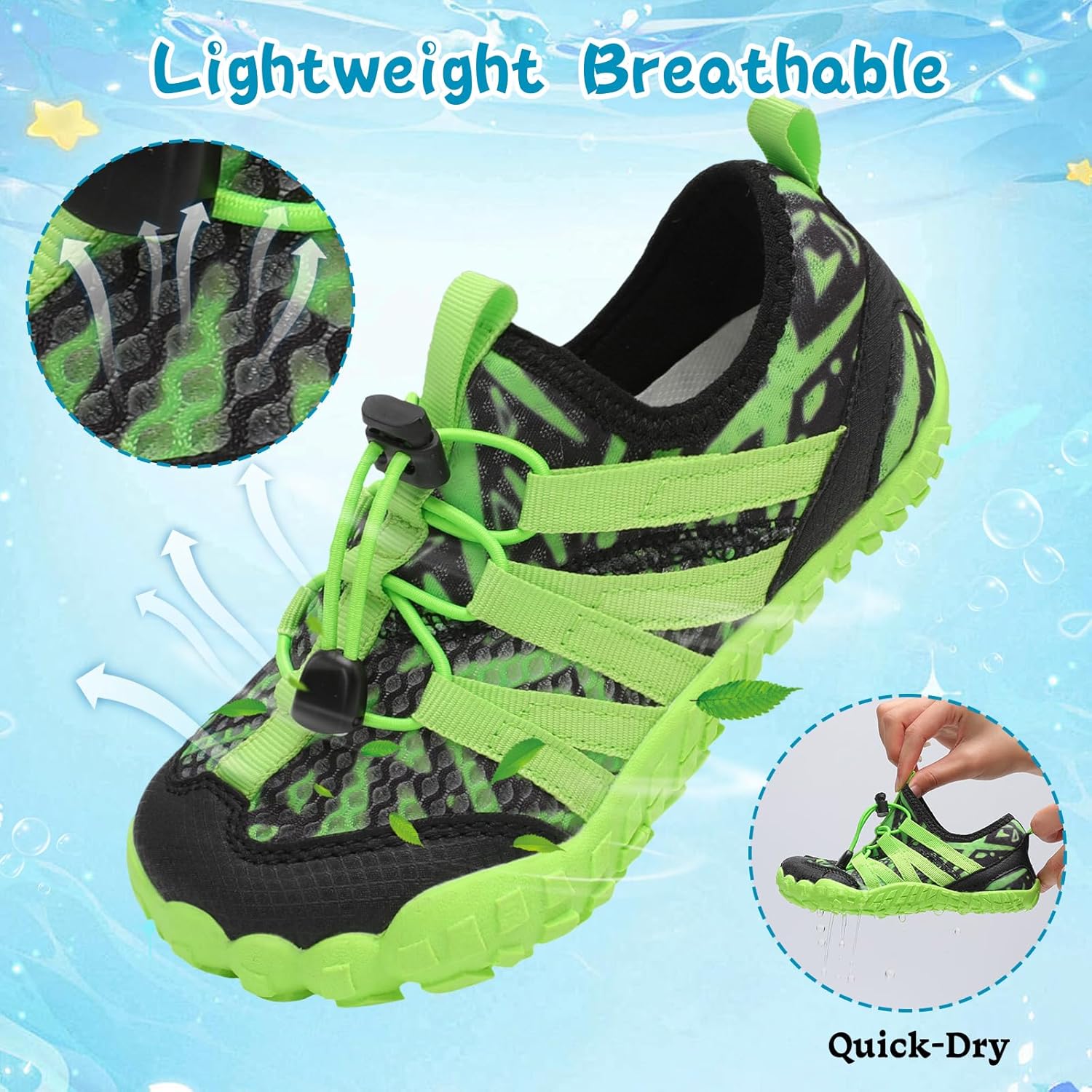 LeIsfIt Kids Water Shoes Boys Girls Wide Barefoot Swim Shoes Quick Dry Aqua Socks with Non-Slip Sole for Beach Pool Surf Hiking