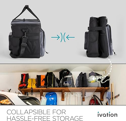 Miniatura 4 de Ivation Bolsa térmica eléctrica portátil  Enfriador de viaje termoeléctrico de 18 L con correa para el hombro, bolsillo de almacenamiento y enchufe