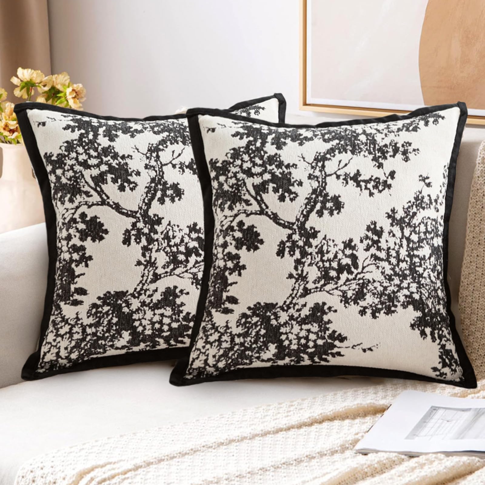 Traziewell Chenille Cushion Covers Set of 2 45cm x 45cm Square Cushion Cover with Invisible Zipper Pillow Cases for Living Room Bedroom Sofa 505 — image 1