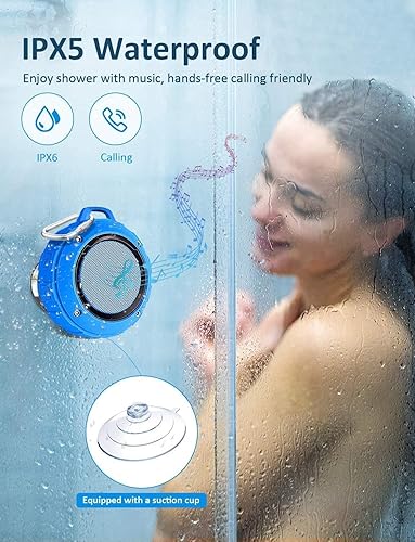 Miniatura 2 de Kunodi Altavoz Bluetooth impermeable para exteriores, mini altavoz portátil inalámbrico de viaje para ducha con subwoofer, graves mejorados,