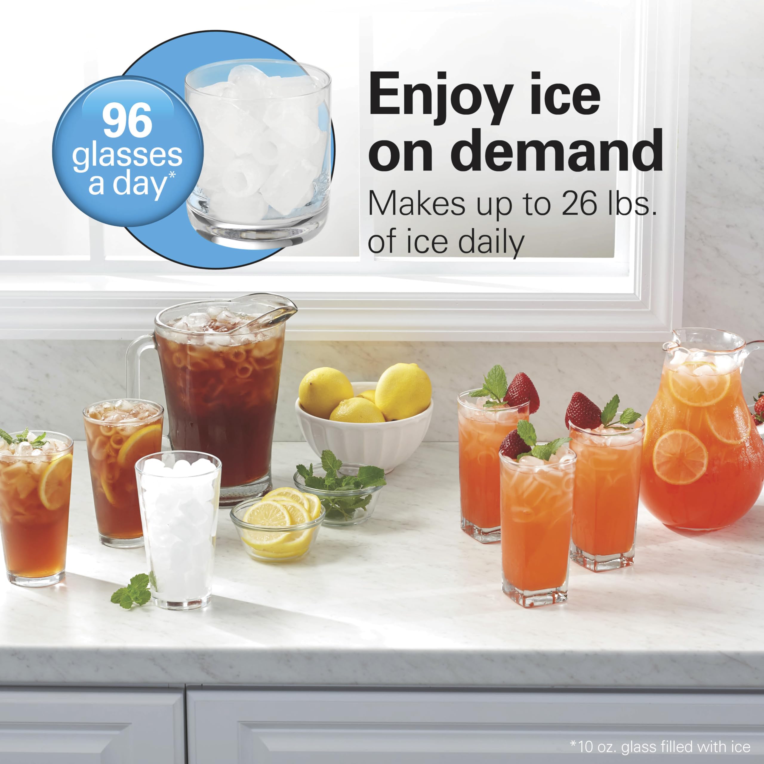 Hamilton Beach Portable Bullet Countertop Ice Maker Machine, Makes 26 Lbs/Day, 9 Cubes Every 6 Minutes, Self-Clean Function, For RV, Office, Kitchen, Dorm, Makes 2 Sizes, Black (86151) on Fridge.com - View 4