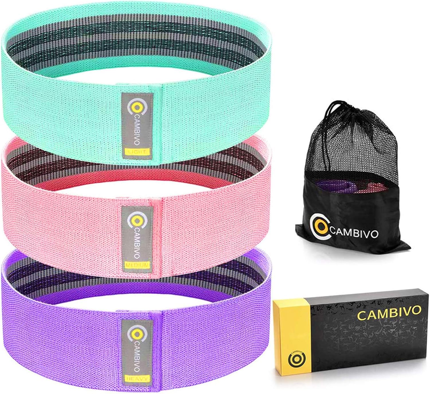 CAMBIVO Booty Bands Hip Resistance Bands Sets Home Stretch Exercise Loops for Glute Training, 3 Set Wide Workout Band