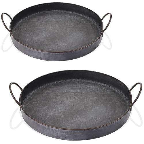 Hipiwe Set of 2 Industrial Style Metal Iron Serving Tray
