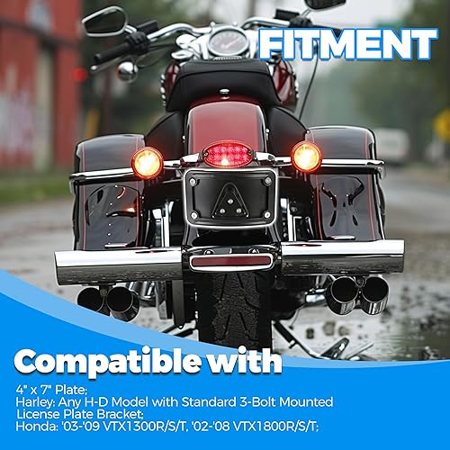 Miniatura 2 de KUAFU Kit de montaje universal para placa de matrícula curvada compatible con Harley Davidson reemplazo de marco de soporte para 3148 acero negro