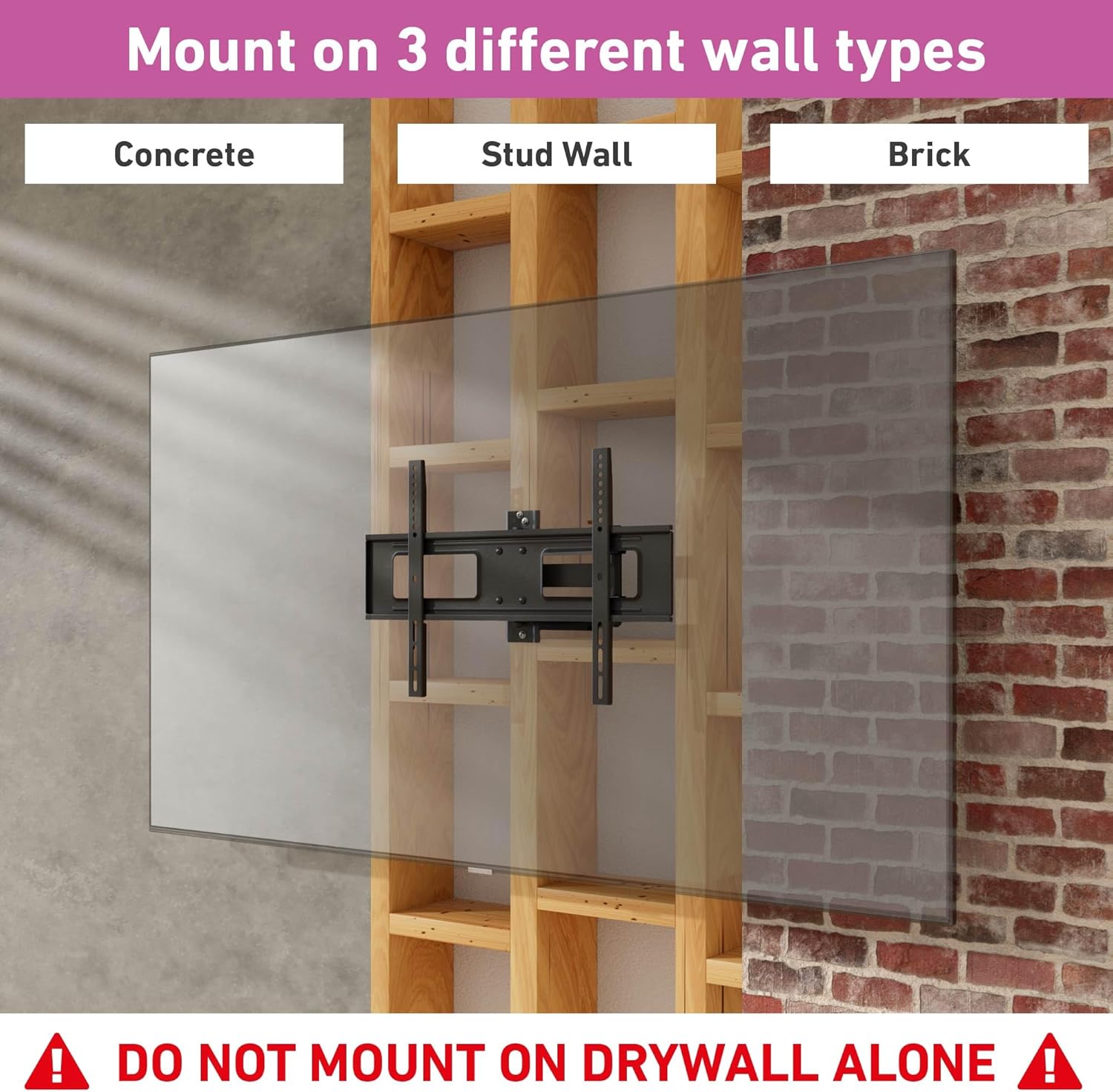 D-Line TV Wall Bracket for 50-85 Inch TVs, Tilt, Turn and Extend, Full Motion, Holds up to 110lbs
