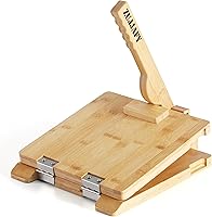 ZUJJAFY 10 Inch Bamboo Tortilla Press Maker - Upgraded Tortillera with Steel Hinges, 50 Parchment Papers for Homemade Tortillas & Patacones