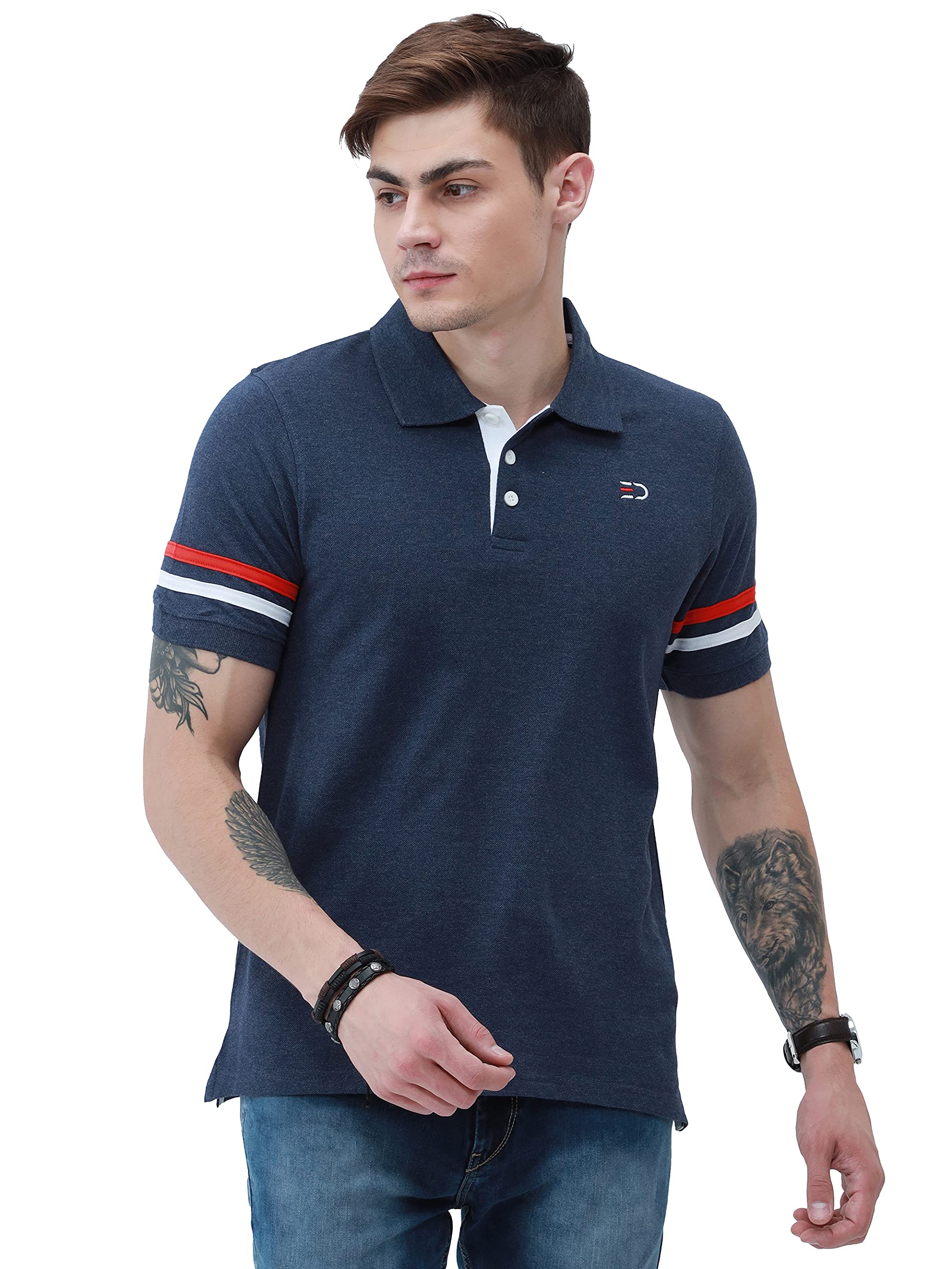 LynedBranded Mens Half Sleeve Cotton Striped Polo T-Shirt for Mens || Polo Tshirt for Men || Branded Tshirt for Men