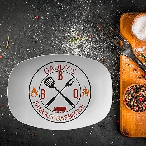 Miniatura 4 de Plato personalizado para servir con nombre de papá en la barbacoa, plato con nombres personalizados para jardín, barbacoa, reunión familiar, nombres