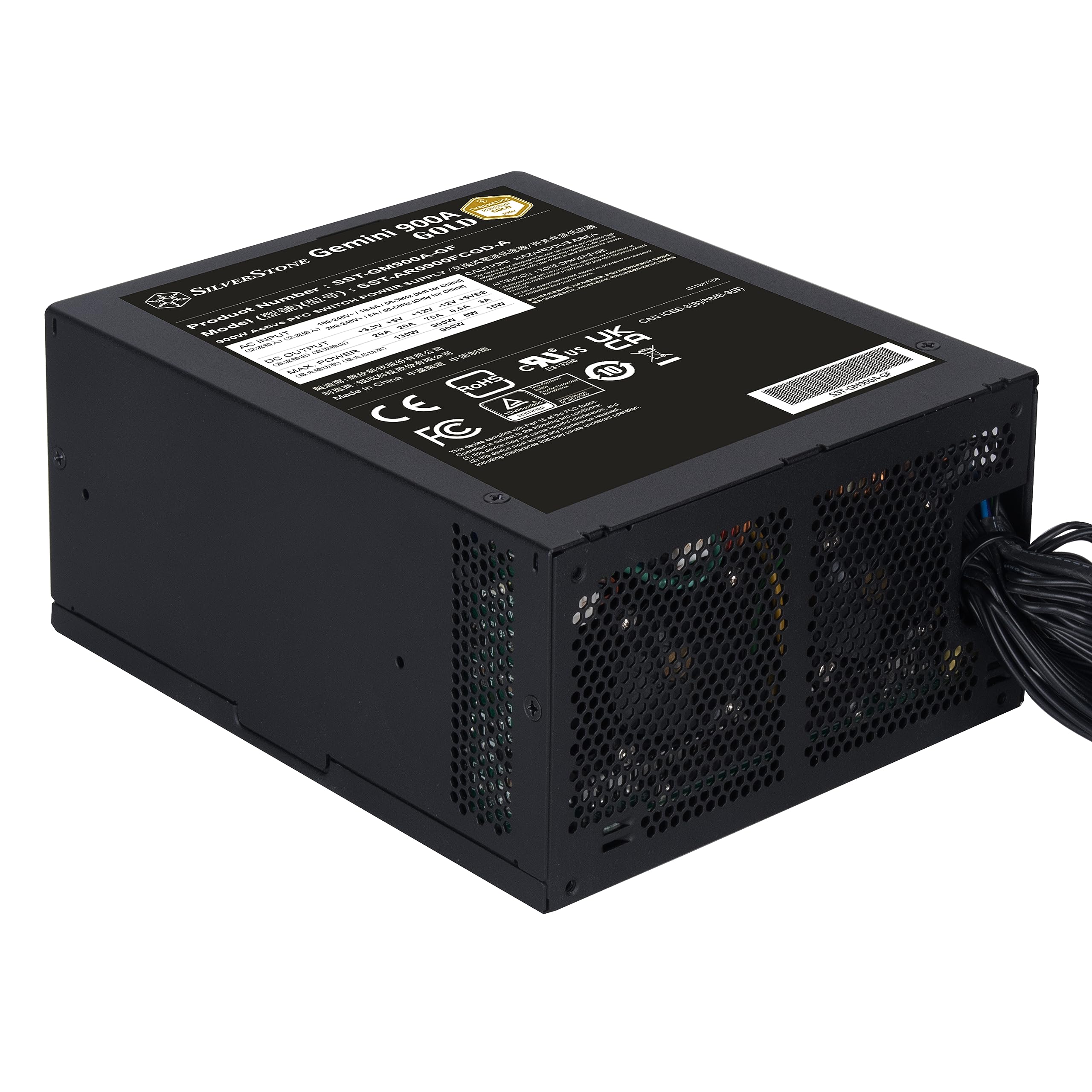 Silverstone SST-GM900A-GF, Fuente de alimentación ATX redundante Cybenetics Gold 900W