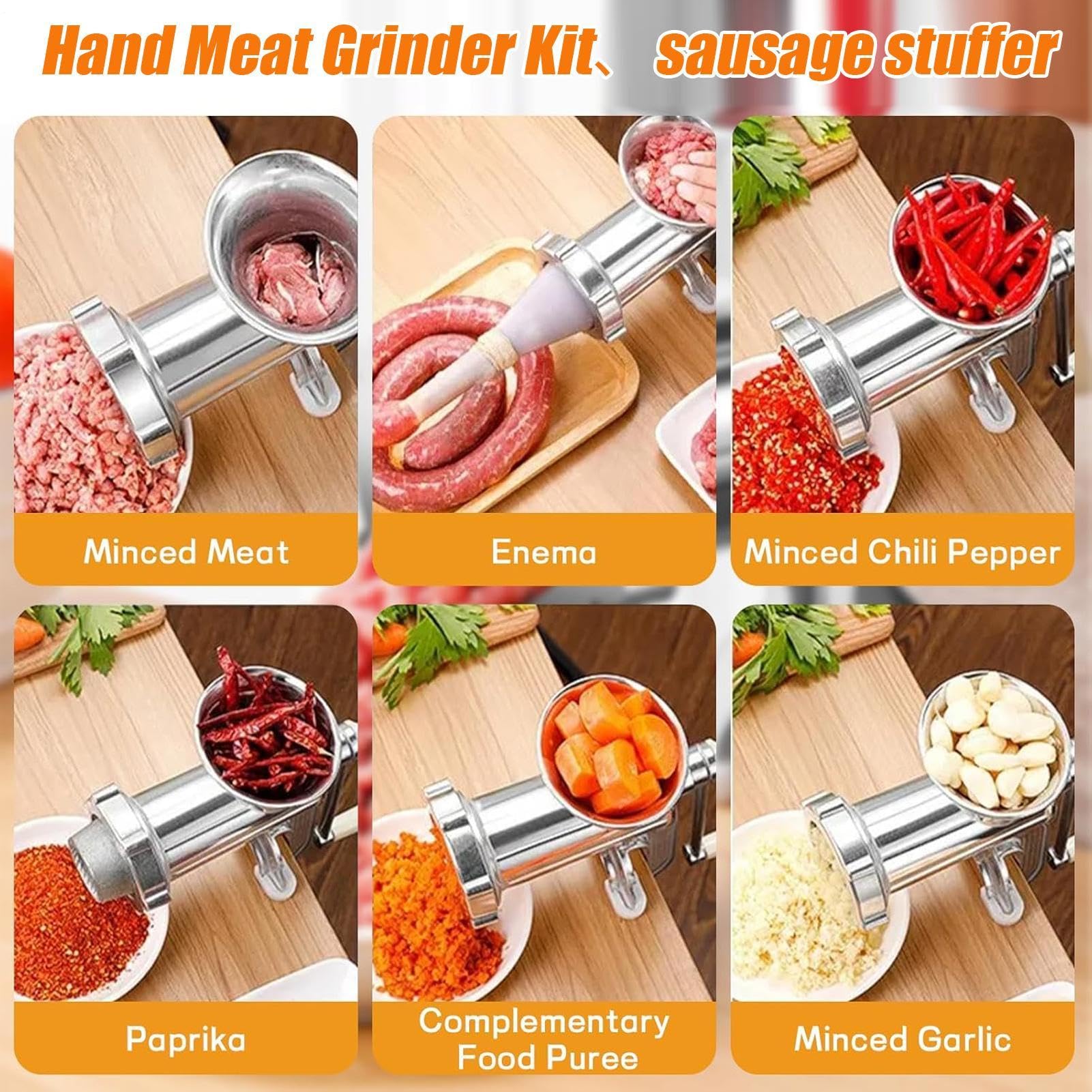 Picadora De Carne Molino De Alimentos Manual Multifunción De Manivela | Hacha de carne adecuada para la casa, dormitorio, apartamento, alquiler, cocina, restaurantes, carne de res y