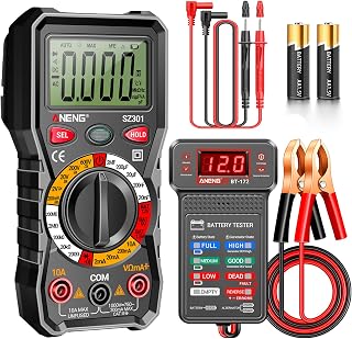 ANENG SZ301 Digital Multimeter & BT172 12V Car Battery Tester - Precise Voltage, Current, Resistance & Alternator Testing for Cars, Trucks, Motorcycles