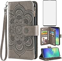 Vista 9 de Asuwish Funda de teléfono para Samsung Galaxy S10 Plus con protector de pantalla de vidrio templado y tarjetero de cuero con diseño de flores